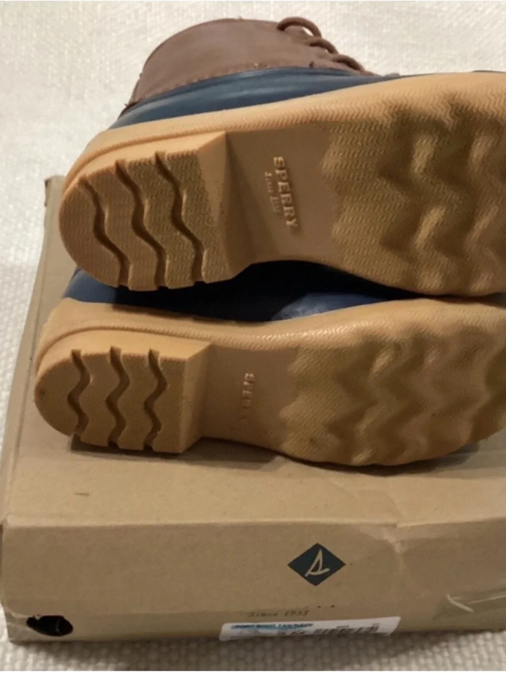 Sperry Kids Navy and Brown Lace-Up Rain Boots